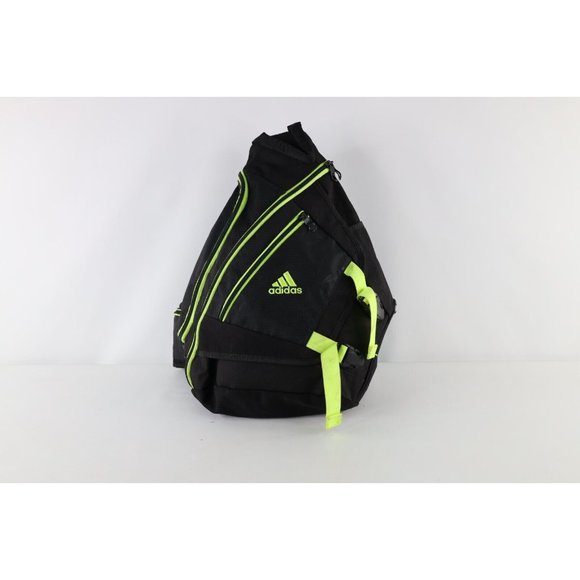 Vintage Adidas Distressed Spell Out Crossbody Sling Pack Book Bag Backpack Black